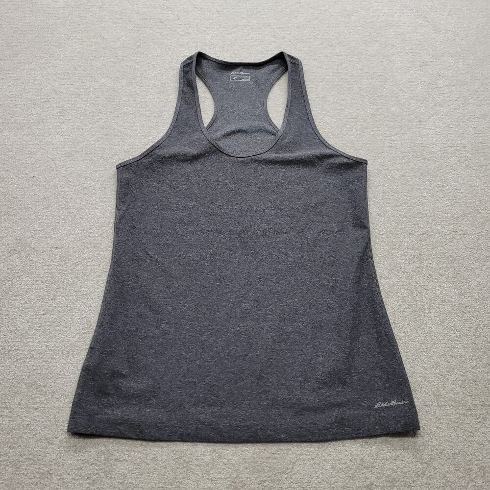 Eddie Bauer Womens Large Gray Racerback Tank Top Activewear Stretch Athletic